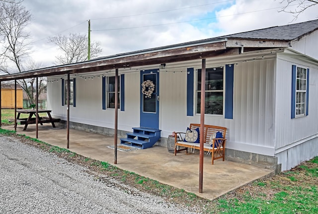 manufactured / mobile home featuring a patio area
