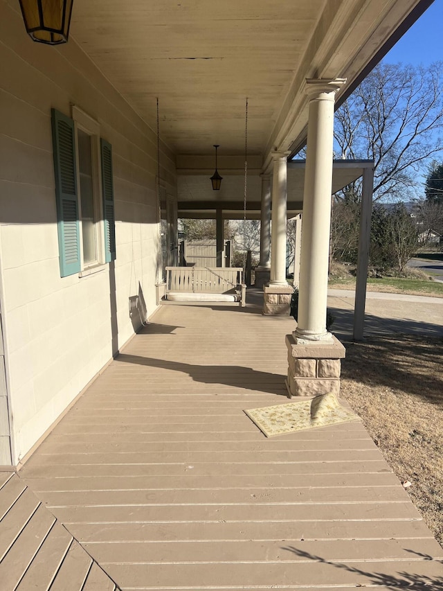 wooden deck with a porch