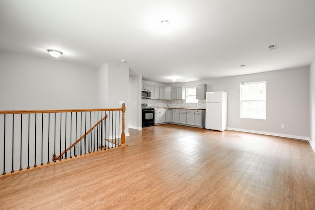 unfurnished living room featuring light hardwood / wood-style flooring