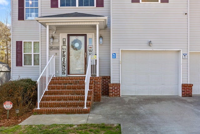 property entrance featuring a garage