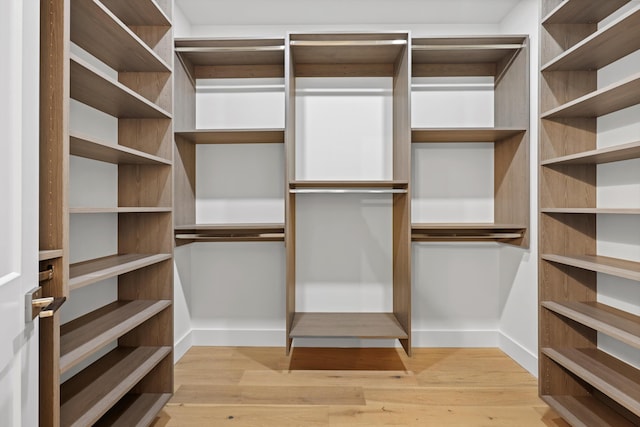 walk in closet featuring light wood finished floors