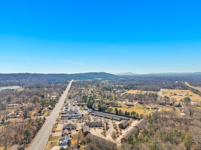 birds eye view of property featuring a mountain view