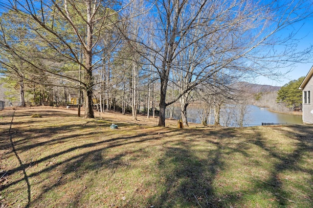 view of yard featuring a water view