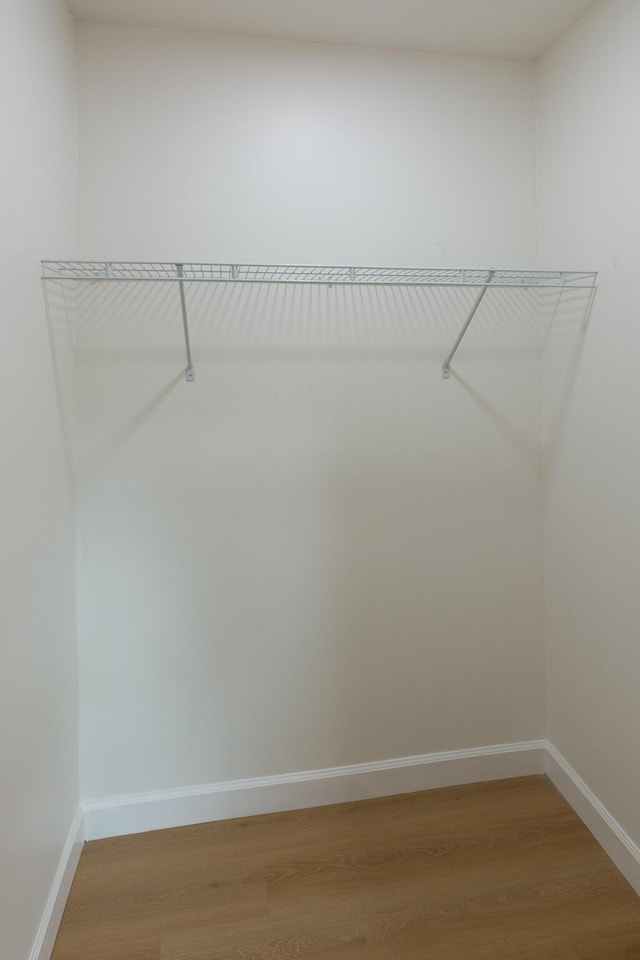 walk in closet with hardwood / wood-style floors