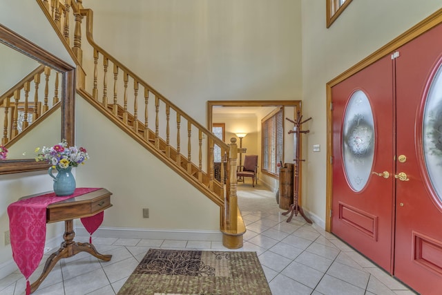815 Battlefield Park Dr, Dalton, GA 30720 - tiled foyer featuring french doors and a high ceiling