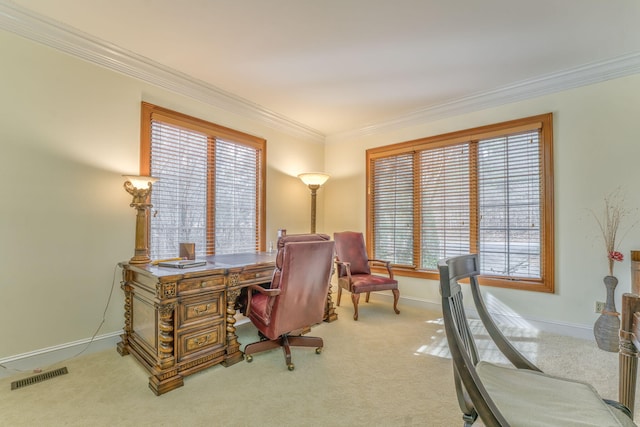 815 Battlefield Park Dr, Dalton, GA 30720 - home office with crown molding and light colored carpet