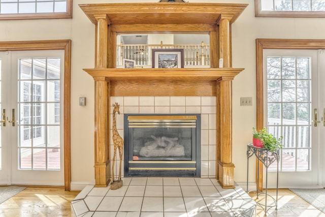 815 Battlefield Park Dr, Dalton, GA 30720 - interior details with a tiled fireplace and french doors