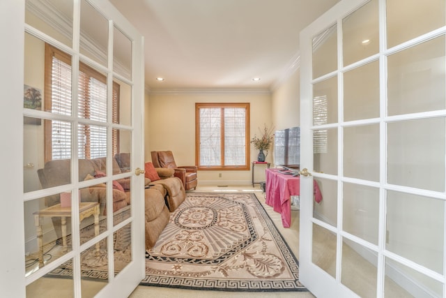 815 Battlefield Park Dr, Dalton, GA 30720 - living area featuring ornamental molding and french doors