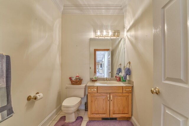 815 Battlefield Park Dr, Dalton, GA 30720 - bathroom with crown molding, tile patterned floors, toilet, and vanity