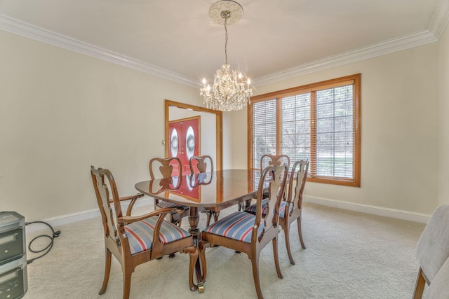 815 Battlefield Park Dr, Dalton, GA 30720 - dining area featuring crown molding, light carpet, and a notable chandelier