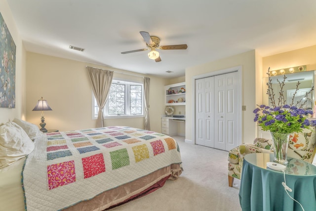 815 Battlefield Park Dr, Dalton, GA 30720 - bedroom with light carpet, a closet, and ceiling fan