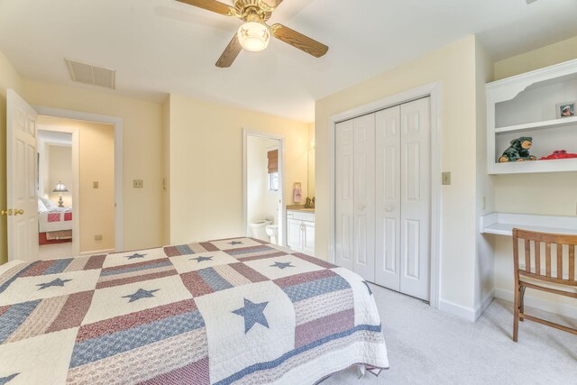 815 Battlefield Park Dr, Dalton, GA 30720 - carpeted bedroom with ensuite bath, a closet, and ceiling fan