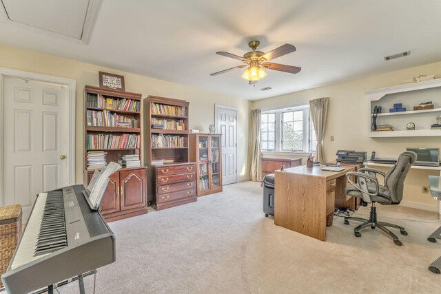 815 Battlefield Park Dr, Dalton, GA 30720 - office area featuring light colored carpet and ceiling fan
