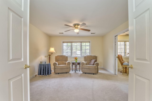 815 Battlefield Park Dr, Dalton, GA 30720 - living area with light colored carpet and ceiling fan