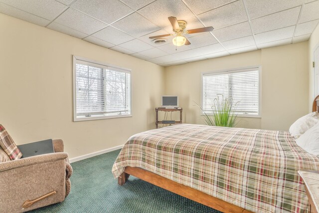 815 Battlefield Park Dr, Dalton, GA 30720 - carpeted bedroom featuring a drop ceiling and ceiling fan