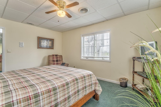 815 Battlefield Park Dr, Dalton, GA 30720 - bedroom with a drop ceiling, carpet floors, and ceiling fan