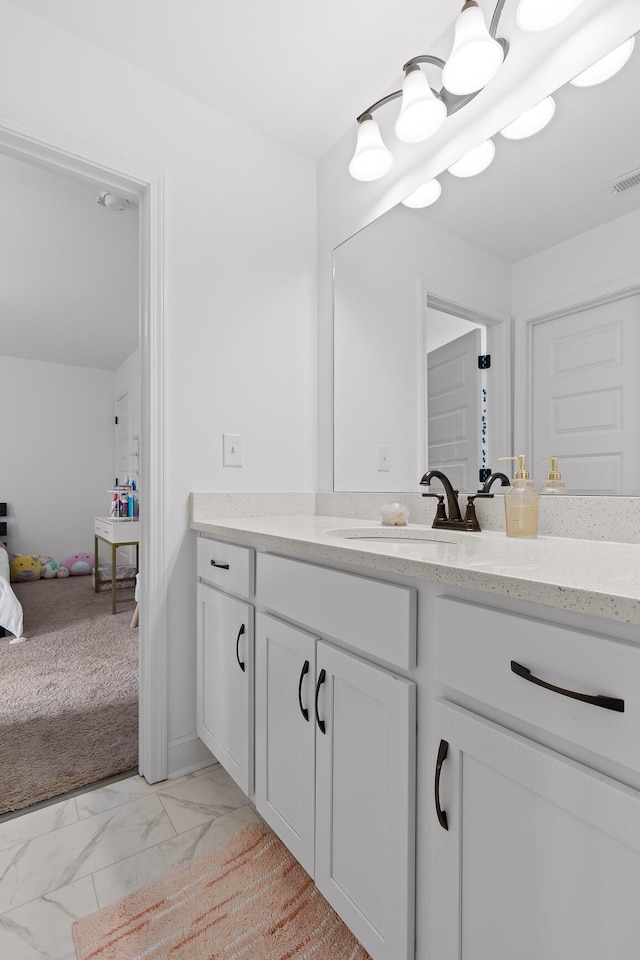 4700 Creek Point Ln, Signal Mountain, TN 37377 - bathroom with vanity and marble finish floors