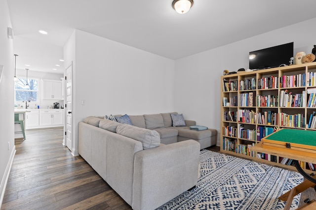 4700 Creek Point Ln, Signal Mountain, TN 37377 - living room with dark wood-type flooring and recessed lighting