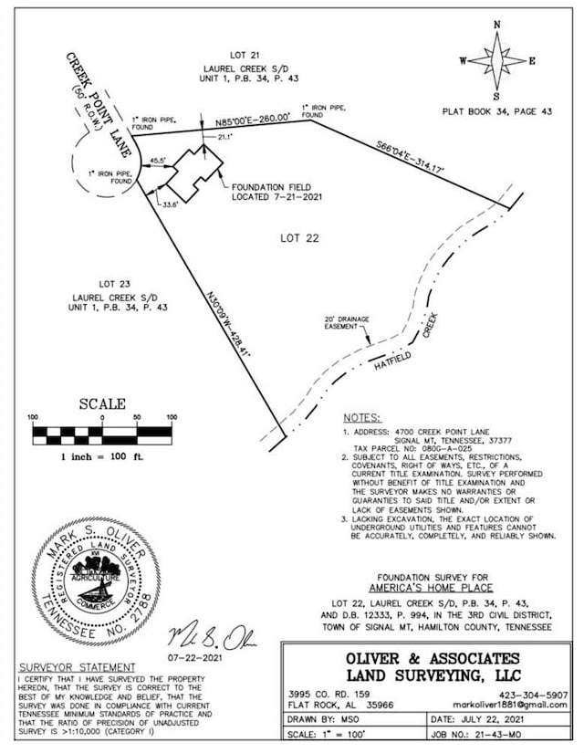 4700 Creek Point Ln, Signal Mountain, TN 37377 - survey map / technical document