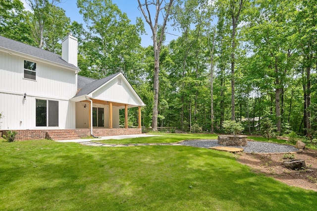 4700 Creek Point Ln, Signal Mountain, TN 37377 - view of grassy yard featuring a fire pit