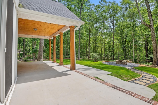 4700 Creek Point Ln, Signal Mountain, TN 37377 - view of patio featuring an outdoor fire pit
