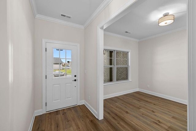 8918 Knolling Lp Unit 32, Ooltewah, TN 37363 - foyer entrance featuring dark wood-type flooring, ornamental molding, and baseboards
