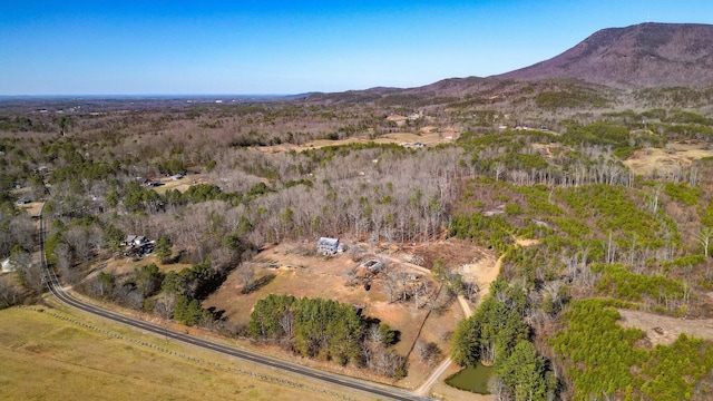 drone / aerial view featuring a mountain view