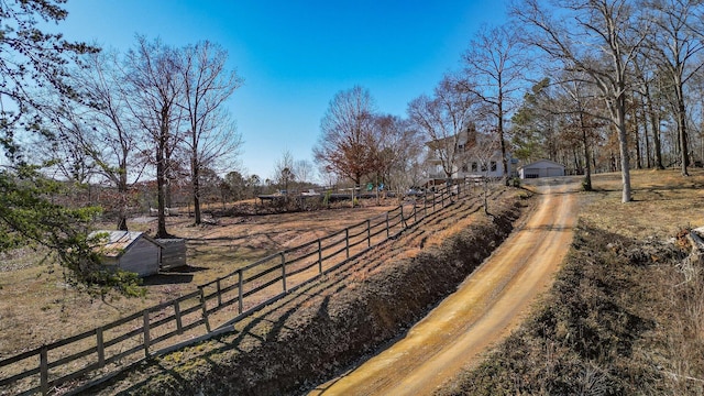 exterior space with a rural view