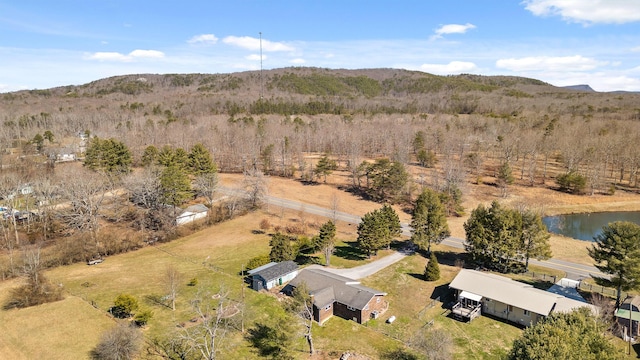 aerial view featuring a rural view and a mountain view