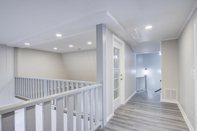 corridor featuring light hardwood / wood-style flooring