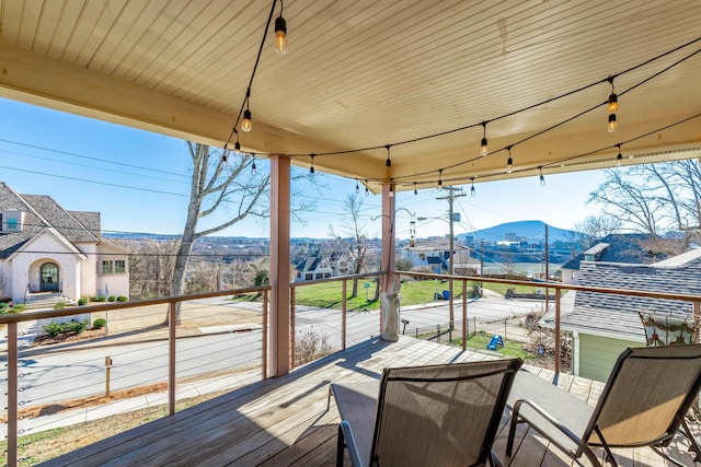 deck featuring a mountain view