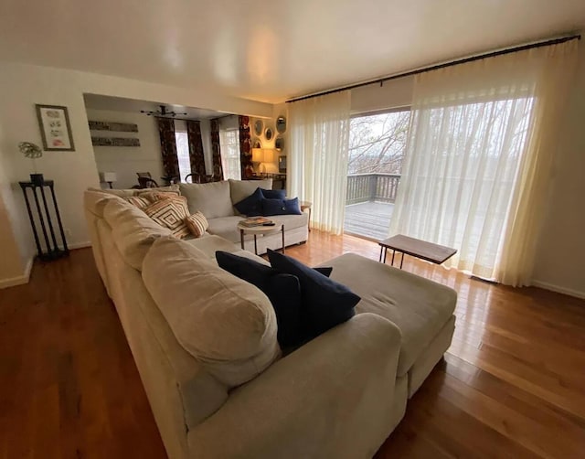 living area with wood finished floors