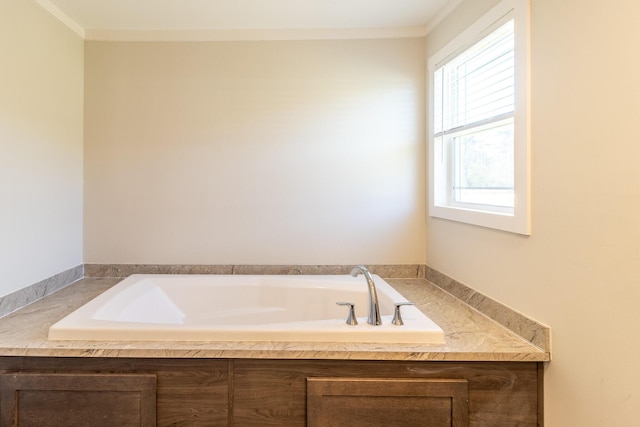 79 Bear Oak Dr, Dunlap, TN 37327 - bathroom with a garden tub and ornamental molding