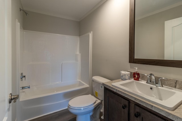 79 Bear Oak Dr, Dunlap, TN 37327 - full bath with vanity, toilet, ornamental molding, and  shower combination