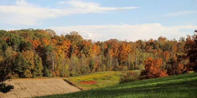 view of home's community featuring a forest view