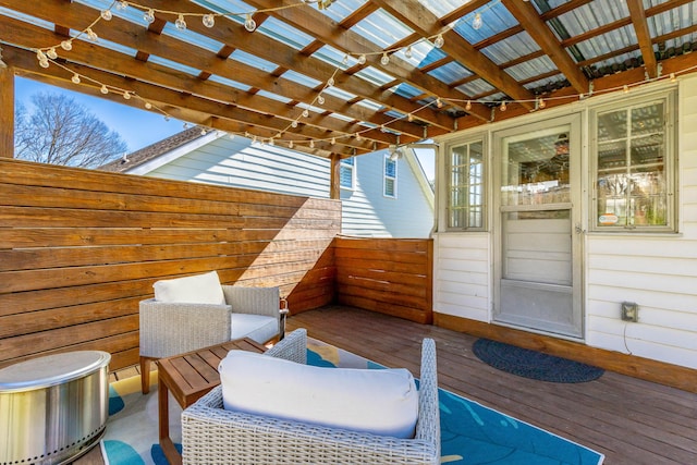 view of patio / terrace featuring a deck and a pergola