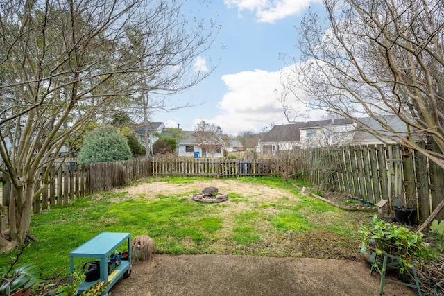 view of yard with a fenced backyard