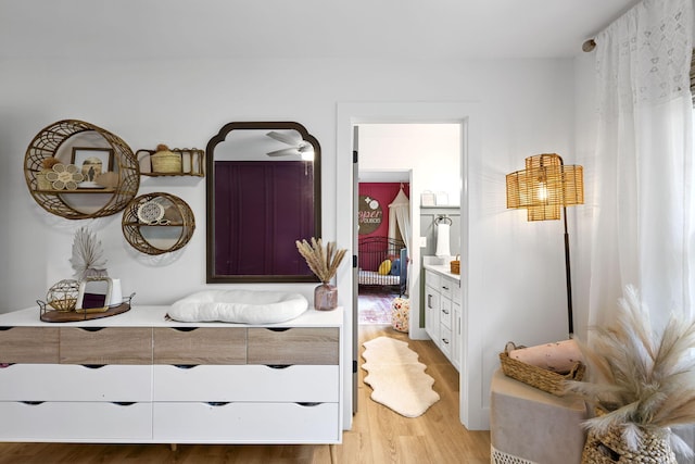 bedroom featuring light hardwood / wood-style floors