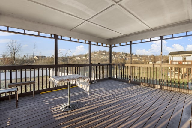 view of unfurnished sunroom