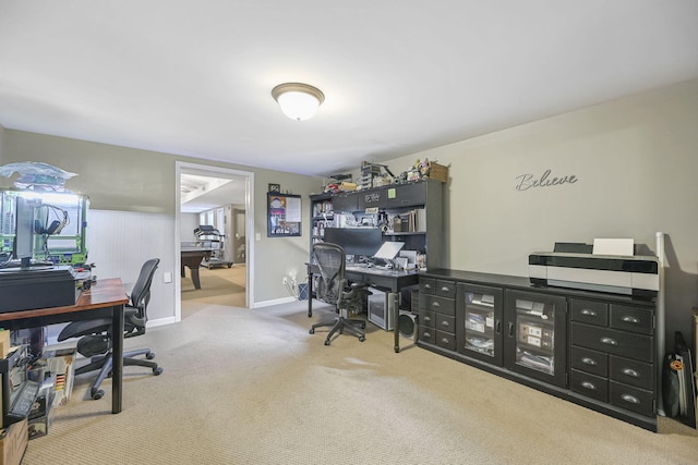 view of carpeted home office