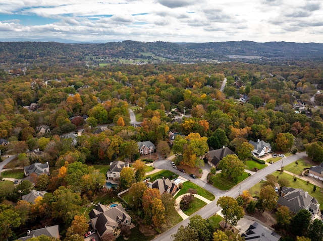 bird's eye view featuring a residential view and a view of trees