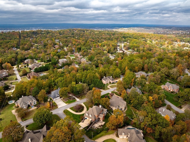 aerial view with a residential view and a forest view