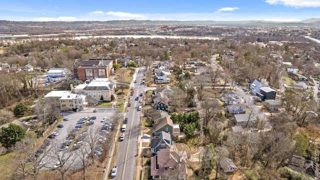 drone / aerial view with a residential view and a mountain view