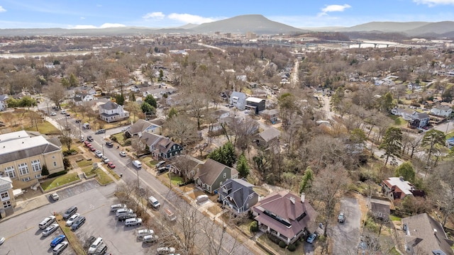 drone / aerial view with a residential view and a mountain view