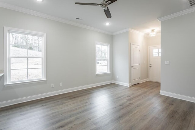 186 Andros Dr Unit 20D, Dalton, GA 30721 - unfurnished room with dark wood-type flooring, crown molding, and ceiling fan