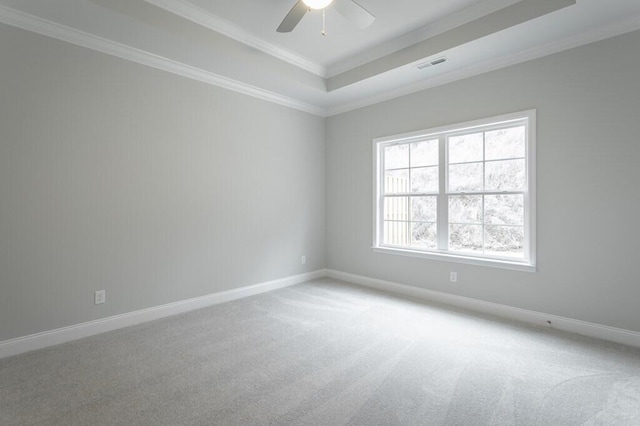 186 Andros Dr Unit 20D, Dalton, GA 30721 - unfurnished room featuring a raised ceiling, light colored carpet, ceiling fan, and ornamental molding