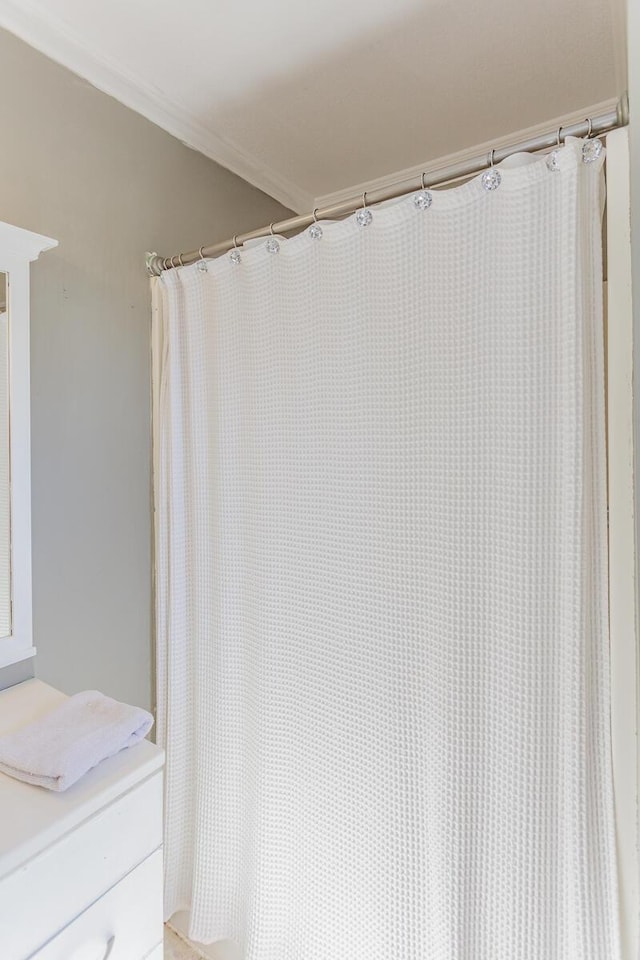 bathroom featuring ornamental molding