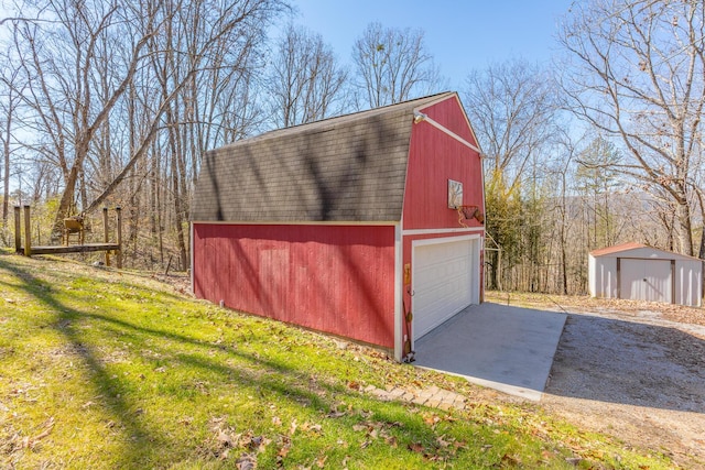 detached garage with a storage unit