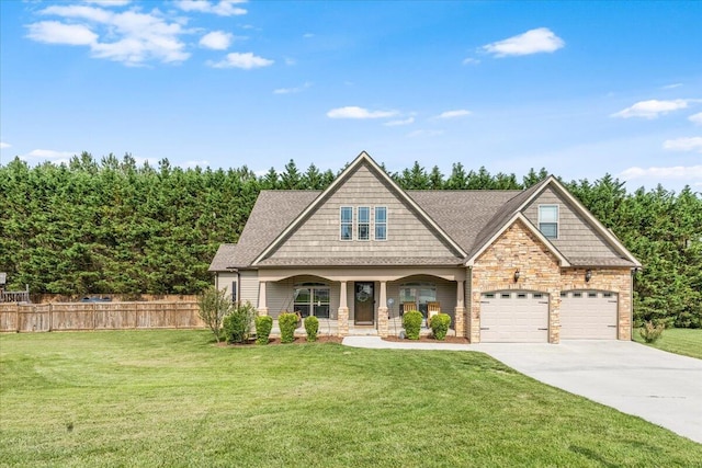 55 E Acorn Dr, Rock Spring, GA 30739 - craftsman-style home featuring concrete driveway, covered porch, stone siding, a garage, and a shingled roof