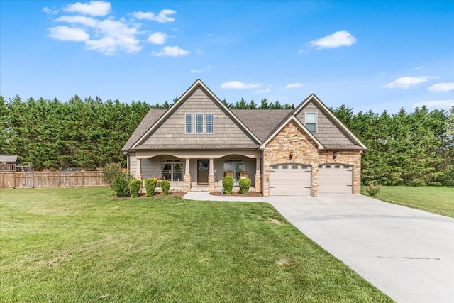55 E Acorn Dr, Rock Spring, GA 30739 - craftsman house featuring driveway, covered porch, a garage, and stone siding
